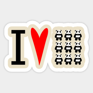 I Love Pandas Sticker